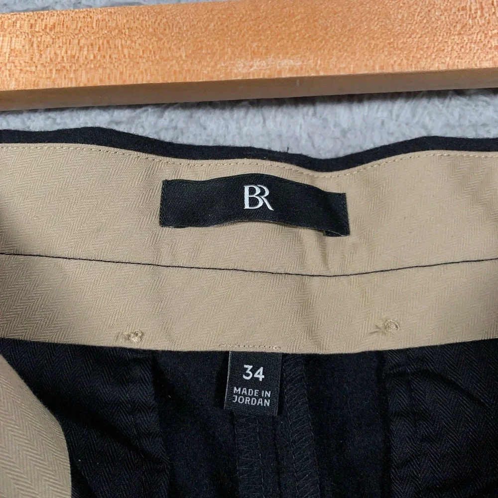 Banana Republic Wool Trouser Pant Men's 34 Black Pleated Tapered Formal Business